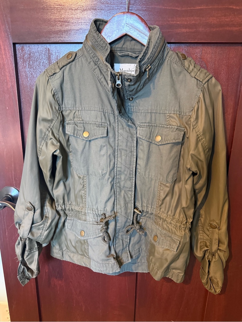 Girls' Olive Utility Jacket - Adjustable Waist